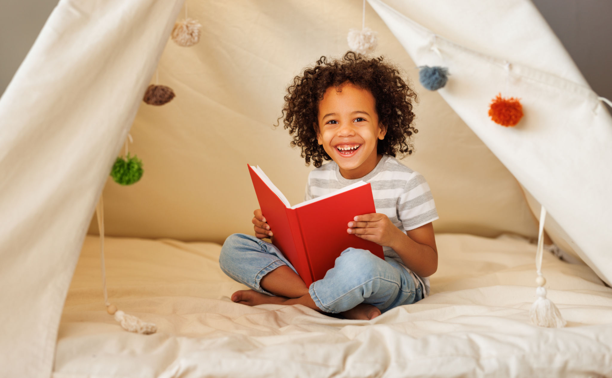 child reading book