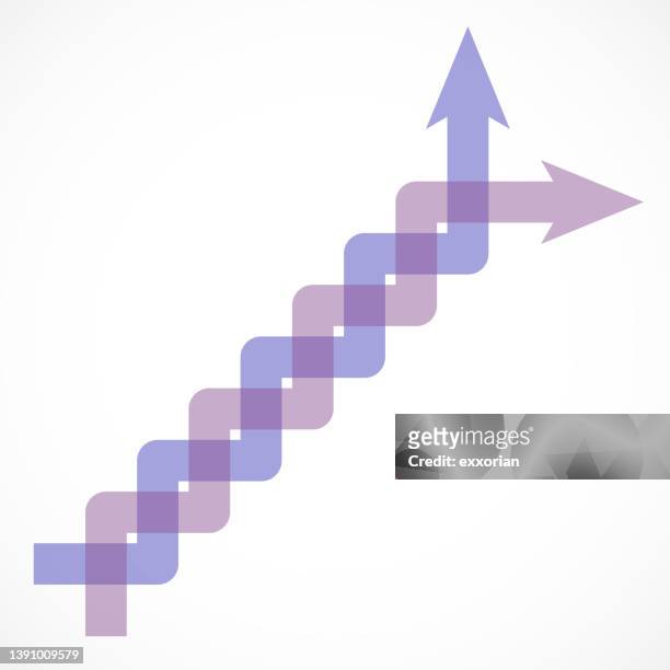 twisting arrows - arrow logo stock illustrations