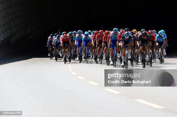 General view of the peloton passing through a tunnel during the 57th Presidential Cycling Tour Of Turkey 2021 - Stage 3 a 117,9km stage from Çeşme to...