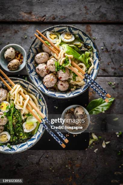 asian turkey meatballs - turkey meat balls stock pictures, royalty-free photos & images