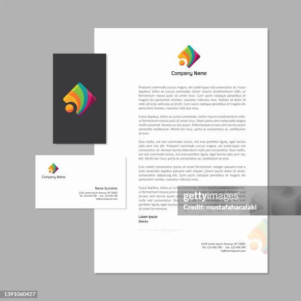 abstract logo design with business card and letterhead - business card design stock illustrations