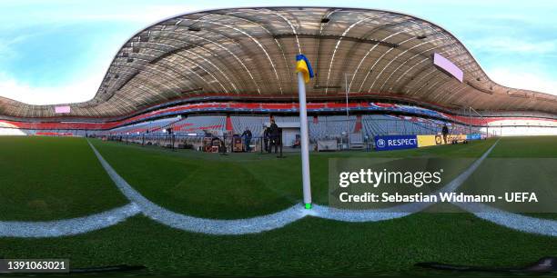 General view of the stadium taken with a 360 degree camera prior to the UEFA Champions League Quarter Final Leg Two match between Bayern München and...