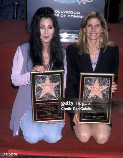 Singer/Actress Cher and Mary Bono attend the Hollywood Walk of Fame Star Ceremony Honoring Sonny and Cher on May 15, 1998 at 7018 Hollywood Boulevard...