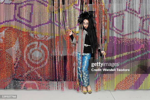 Designer/musician Arielle attends The Blonds Fall 2012 fashion show after party during Mercedes-Benz Fashion Week at Yotel on February 15, 2012 in...
