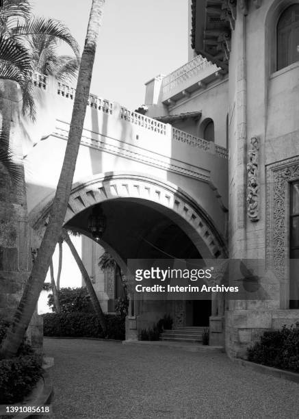 Exterior of Mar-A-Lago, at 1100 South Ocean Boulevard in Palm Beach, Florida, 1967. The Mediterranean style villa was designed by architect Marion...