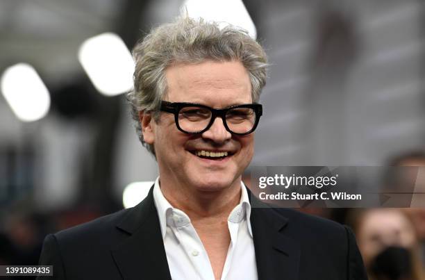 Colin Firth attends the "Operation Mincemeat" world premiere at The Curzon Mayfair on April 12, 2022 in London, England.