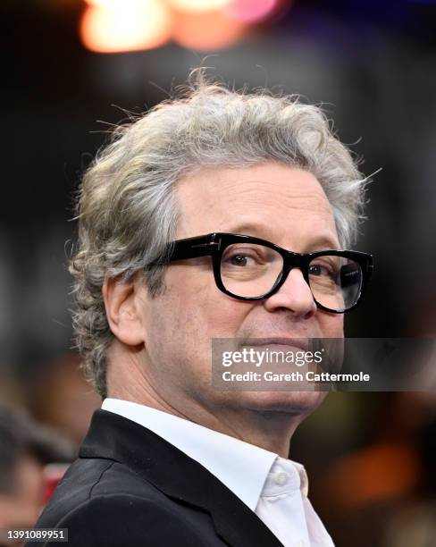 Colin Firth attends the "Operation Mincemeat" UK premiere at The Curzon Mayfair on April 12, 2022 in London, England.