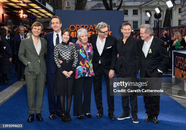 Johnny Flynn, Matthew Macfadyen, Kelly Macdonald, Penelope Wilton, Colin Firth, Jason Isaacs and John Madden attend the "Operation Mincemeat" UK...