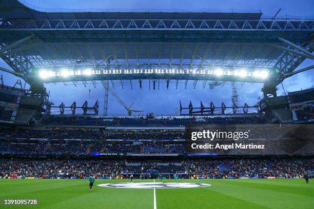 General view inside the stadium prior to the UEFA Champions League Quarter Final Leg Two match between Real Madrid and Chelsea FC at Estadio Santiago...