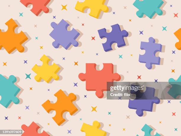 ilustrações de stock, clip art, desenhos animados e ícones de seamless puzzle piece background pattern - pedaço de quebra cabeça
