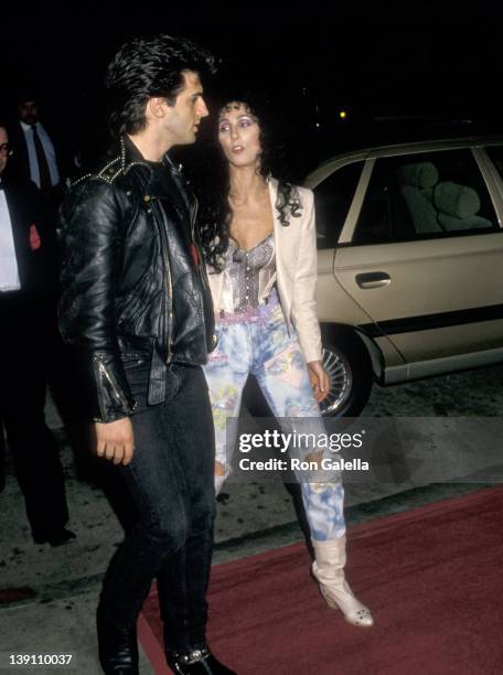 Singer/Actress Cher and boyfriend Rob Camilletti attend the 15th Annual American Music Awards After Party on January 25, 1988 at Chasen's Restaurant...