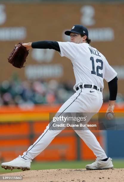 Casey Mize of the Detroit Tigers pitches against the Chicago White Sox during the second inning at Comerica Park on April 9 in Detroit, Michigan.