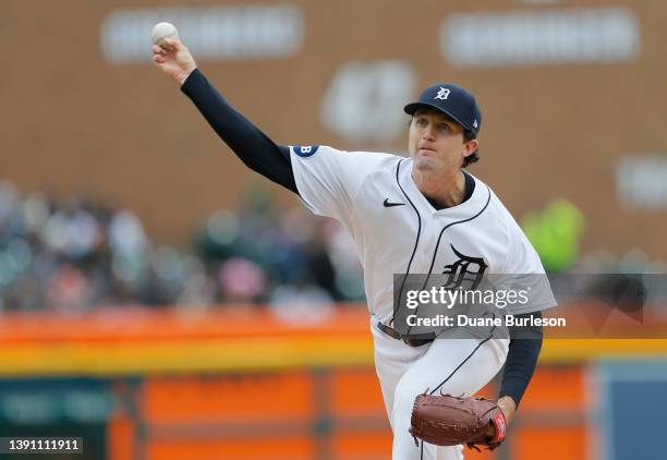 Casey Mize of the Detroit Tigers pitches against the Chicago White Sox during the second inning at Comerica Park on April 9 in Detroit, Michigan.