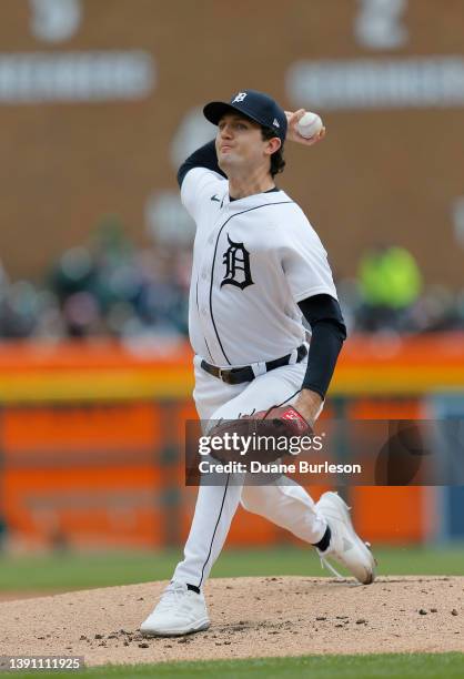 Casey Mize of the Detroit Tigers pitches against the Chicago White Sox during the second inning at Comerica Park on April 9 in Detroit, Michigan.