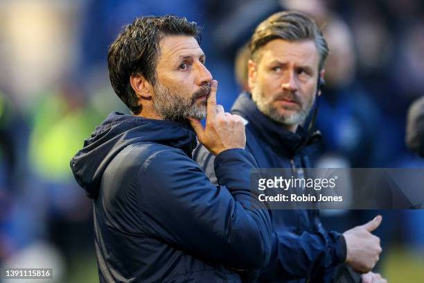 Head Coach Danny Cowley of Portsmouth FC before the Sky Bet League One match between Portsmouth and Rotherham United at Fratton Park on April 12,...
