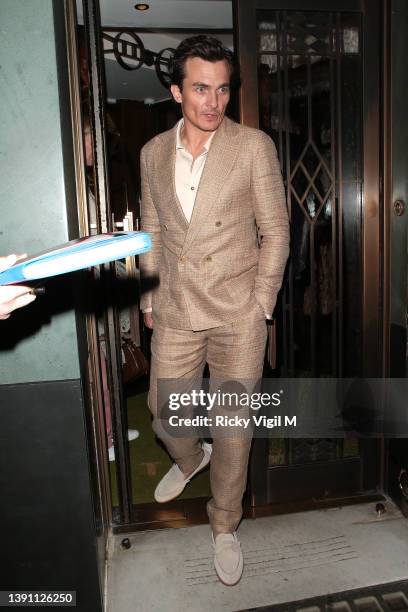 Rupert Friend is seen at The Ivy on April 12, 2022 in London, England.