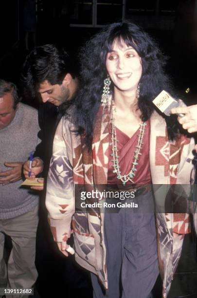Singer/Actress Cher and boyfriend Rob Camilletti attend the "Waiting for Godot" Off-Broadway Play Performance on November 4, 1988 at the Mitzi E....