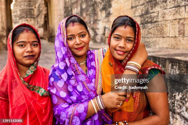 portrait of young indian women jodhpur, india - meherangarh fort stock pictures, royalty-free photos & images