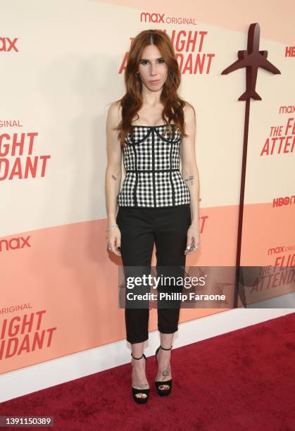 Zosia Mamet attends the Los Angeles Season 2 premiere of HBO Max Original Series "The Flight Attendant" at Pacific Design Center on April 12, 2022 in...