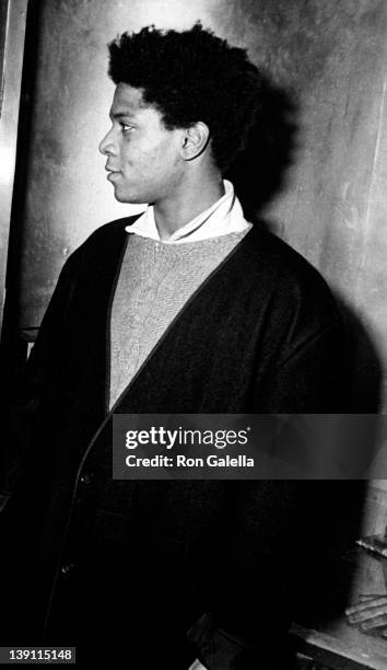 Artist Jean-Michel Basquiat attends "Gifts for the City of New York" Benefit on November 7, 1984 at Area Nightclub in New York City.