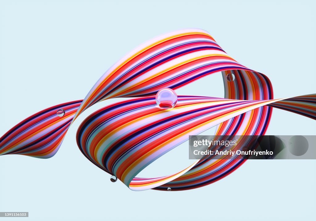 Abstract multi coloured twisted ribbon