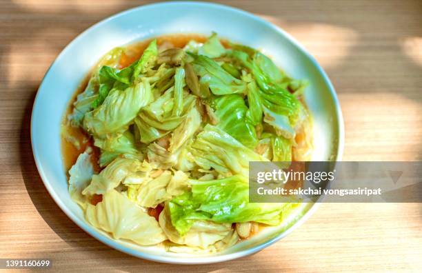 stir fried cabbage - chinese cabbage stock pictures, royalty-free photos & images