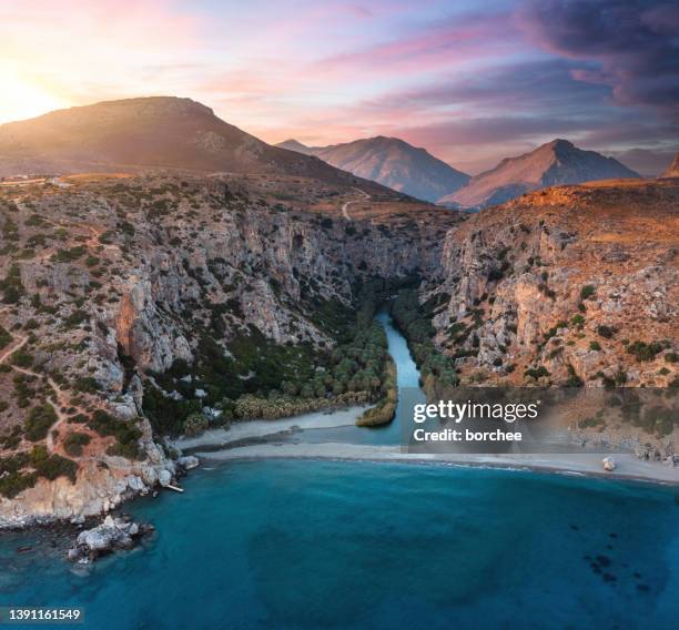 preveli gorge, crete - crete rethymnon stock pictures, royalty-free photos & images