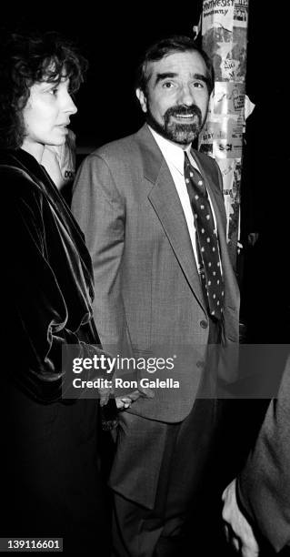 Actress Mary Mastrantonio and director Martin Scorsese on October 8, 1986 at the Ziegfeld Theater in New York City.