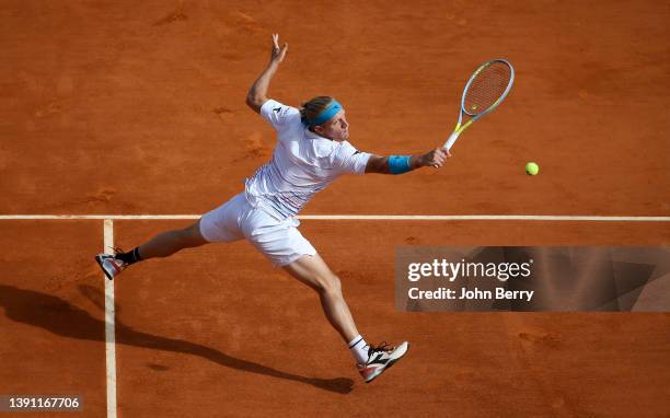 Alejandro Davidovich Fokina of Spain during day three of the Rolex Monte-Carlo Masters, an ATP Masters 1000 tournament held at the Monte-Carlo...