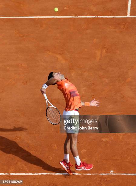 Novak Djokovic of Serbia during day three of the Rolex Monte-Carlo Masters, an ATP Masters 1000 tournament held at the Monte-Carlo Country Club on...