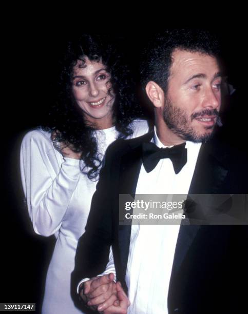 Singer/Actress Cher and producer David Geffen on February 1, 1983 sighting at Le Dome Restaurant in West Hollywood, California.