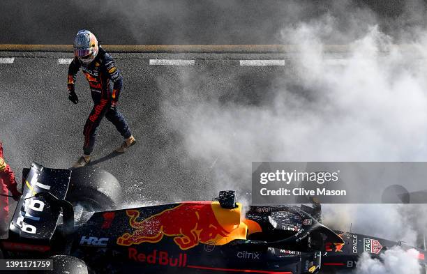 Max Verstappen of the Netherlands and Oracle Red Bull Racing walks from his car after retiring from the race during the F1 Grand Prix of Australia at...