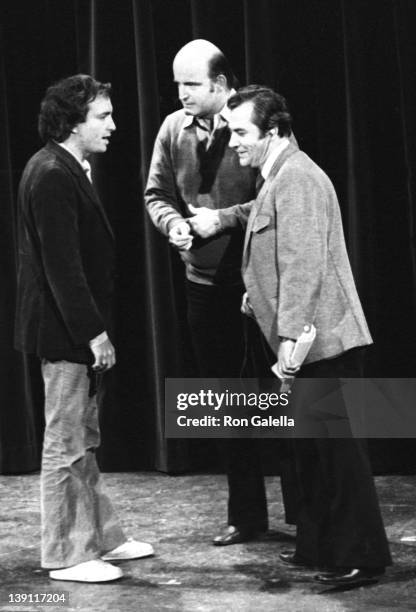 Lorne Michaels and Peter Boyle attend the taping of "Saturday Night Live" on February 14, 1976 at Rockefeller Center in New York City.