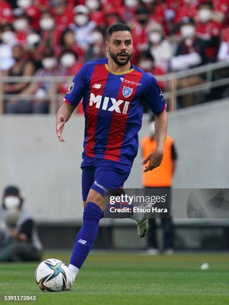 Diego Oliveira of FC Tokyo in action during the J.LEAGUE Meiji Yasuda J1 8th Sec. Match between F.C.Tokyo and Urawa Red Diamonds at Ajinomoto Stadium...