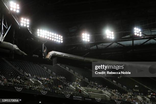 The crowd watches from the nosebleeds during the MLB game between the San Diego Padres and the Arizona Diamondbacks at Chase Field on April 09, 2022...