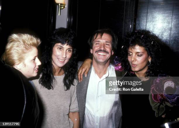 Chastity Bono, singer/actress Cher, singer Sonny Bono and wife Susie Coelho attend Sonny Bono's New Restaurant, Bono, Grand Opening Celebration on...