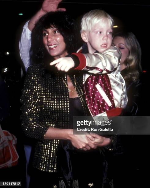 Singer Cher and son Elijah Blue Allman attend "The Rocky Horror Picture Show" Opening Night Performance on February 24, 1981 at the Aquarius Theatre...