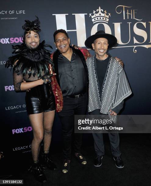 Aaron Johnson Levy, Kurt T. Jones and Luar Padilla arrive to "The House" Season 2 Premiere Party held at California African American Museum on March...