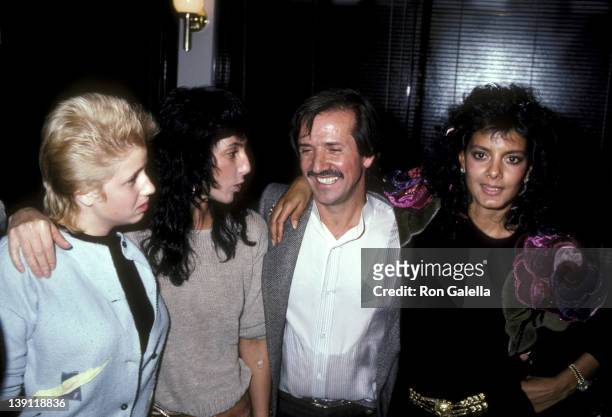Chastity Bono, singer/actress Cher, singer Sonny Bono and wife Susie Coelho attend Sonny Bono's New Restaurant, Bono, Grand Opening Celebration on...