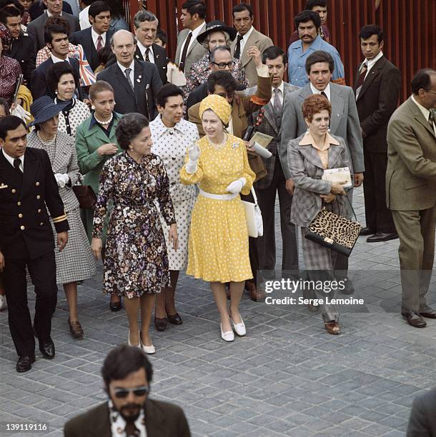 Queen Elizabeth II during her state visit to Mexico, 1975.