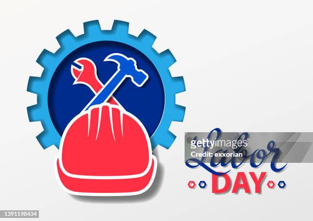 stockillustraties, clipart, cartoons en iconen met labor day helmet - may day international workers day