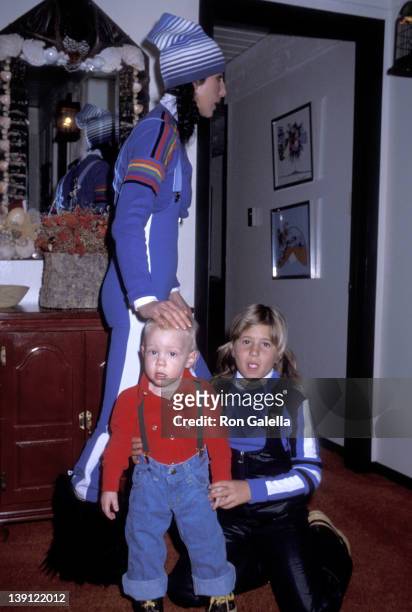 Singer Cher, son Elijah Blue Allman and daughter Chastity Bono on December 21, 1977 vacation in Aspen, Colorado.