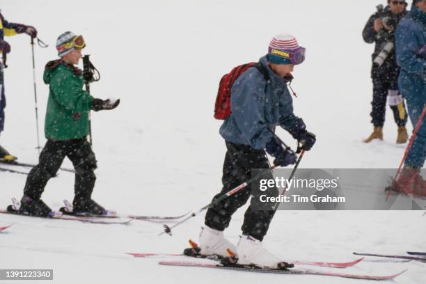 British Royals Prince Harry and his brother Prince William on a skiing holiday in Klosters, Switzerland, 4th January 1995.