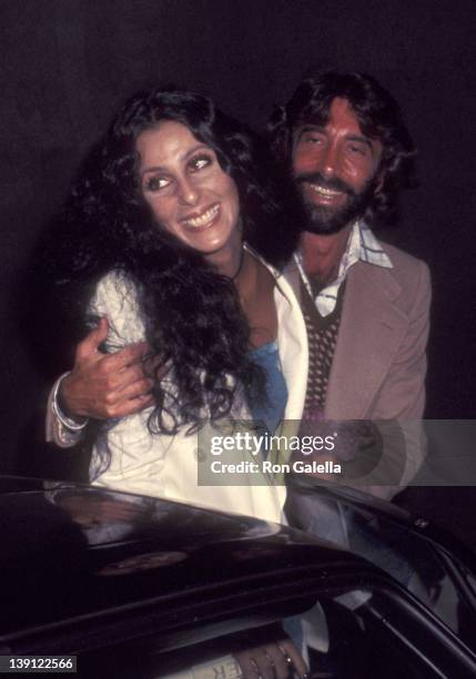 Singer Cher and celebrity manager Sandy Gallin attend Dolly Parton's Opening Night Performance on April 15, 1977 at the Roxy Theatre in West...