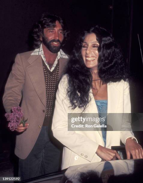 Celebrity manager Sandy Gallin and singer Cher attend Dolly Parton's Opening Night Performance on April 15, 1977 at the Roxy Theatre in West...
