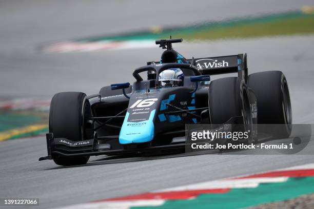 Roy Nissany of Israel and DAMS drives on track during day two of Formula 2 Testing at Circuit de Barcelona-Catalunya on April 13, 2022 in Barcelona,...