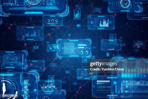 futuristic ui data and network - hud graphic stock pictures, royalty-free photos & images