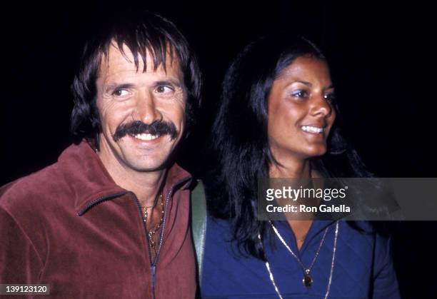 Singer Sonny Bono and girlfriend Susie Coelho on March 17, 1976 dine at the Rainbow Bar and Grill in West Hollywood, California.