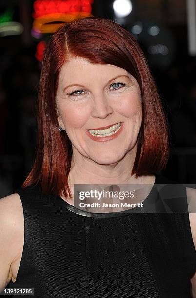 Actress Kate Flannery arrives at the premiere of Universal Pictures' 'Wanderlust' held at Mann Village Theatre on February 16, 2012 in Westwood,...