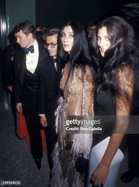 Fashion designer Bob Mackie, photographer Richard Avedon, singer Cher and her friend Paulette Betts attend The Metropolitan Museum of Art's Costume...